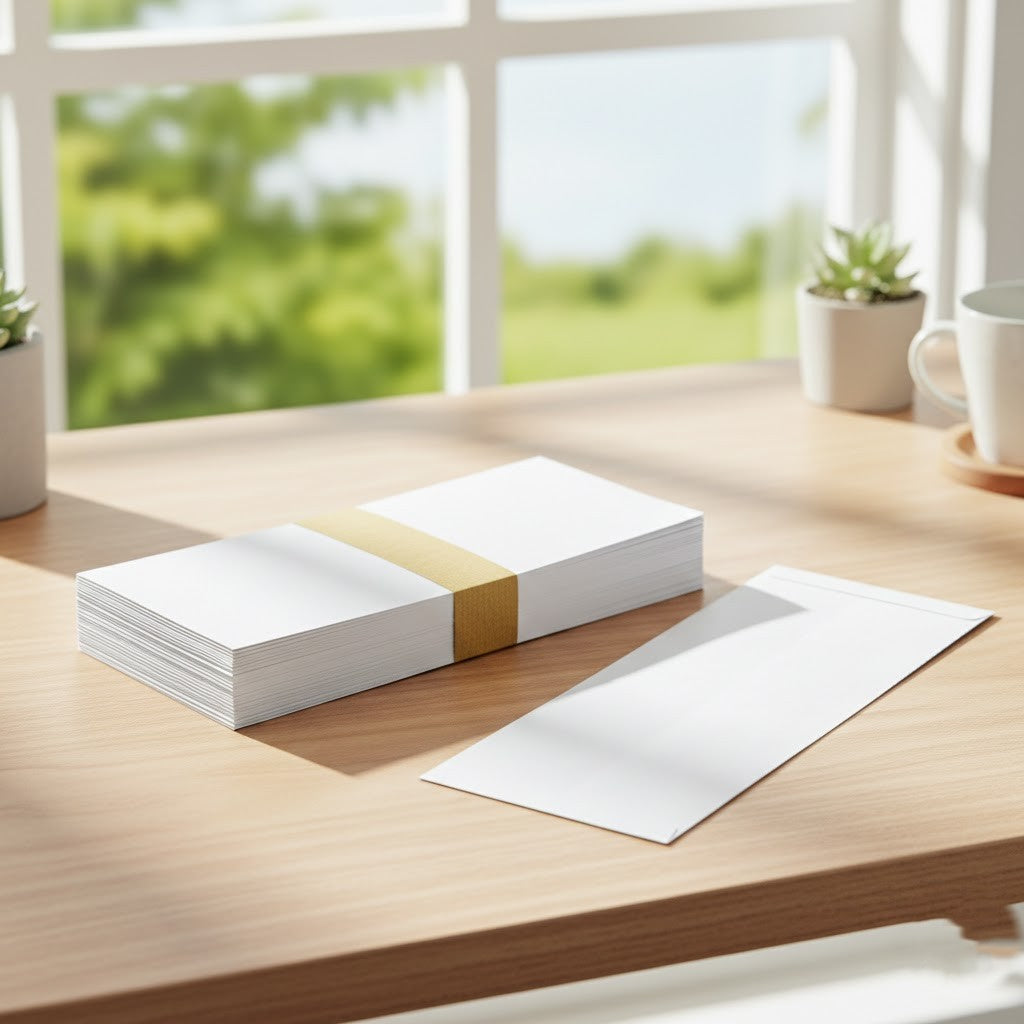 Cubic Cheque Envelope 10.5 x 4.5 Inch White | Pack of 200 (80 GSM)