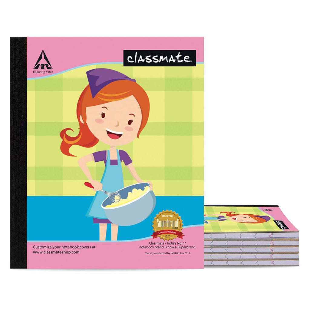 Classmate Unruled Soft Bound Notebook | Plain Pages Notebook | 190 x 155 mm