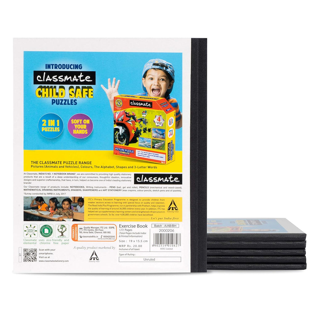 Classmate Unruled Soft Bound Notebook | Plain Pages Notebook | 190 x 155 mm