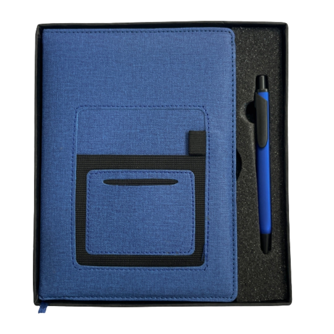 CUBIC Blue Mobile Pouch Diary & Pen Gift Set | Premium Corporate Gift Box