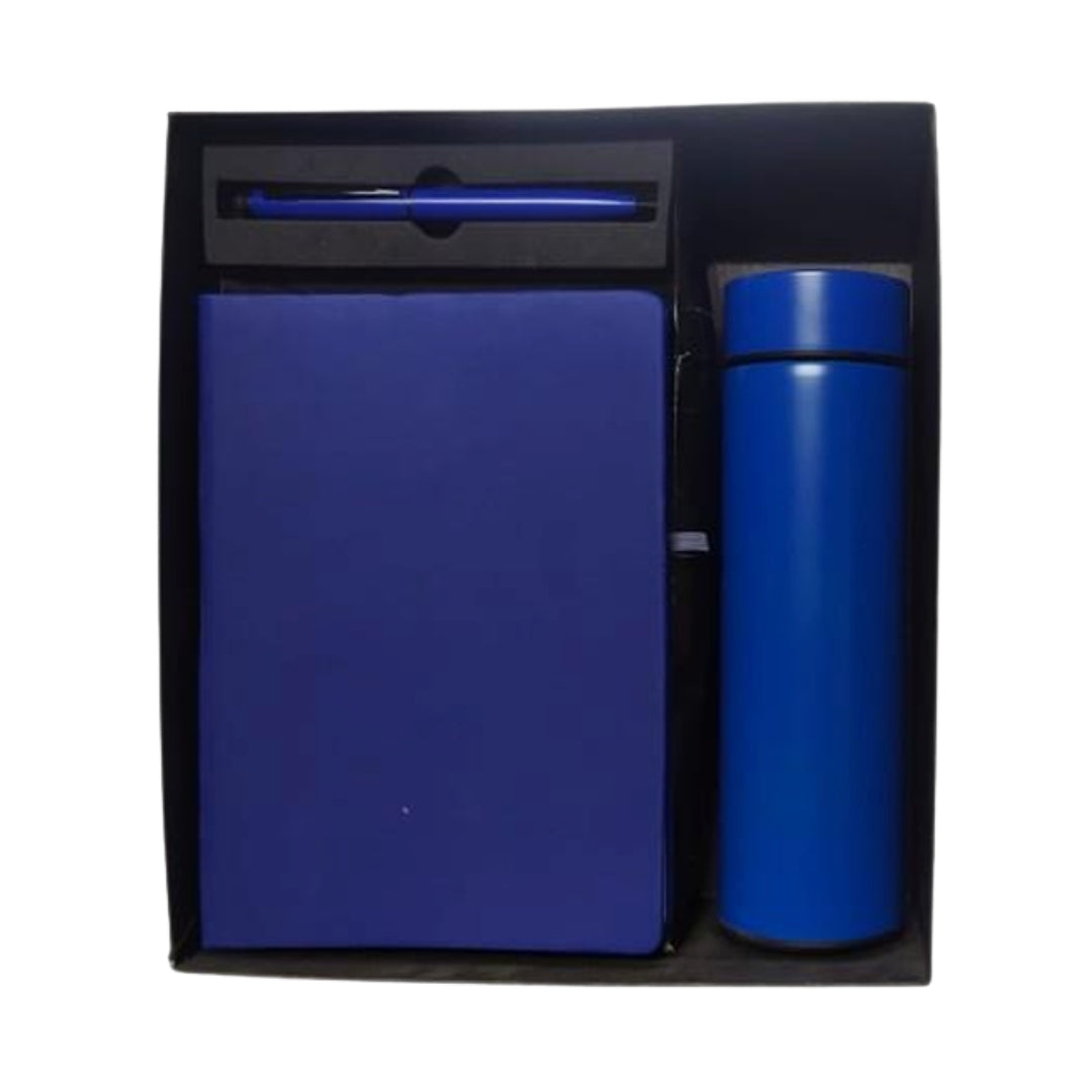 CUBIC 3-in-1 Blue Diary, Pen & Temperature Bottle Gift Set | Premium Box