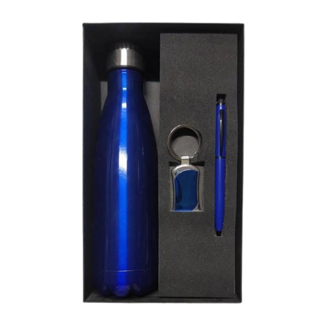 CUBIC 3-in-1 Blue Bottle, Pen & Keychain Gift Set | Premium Corporate Box