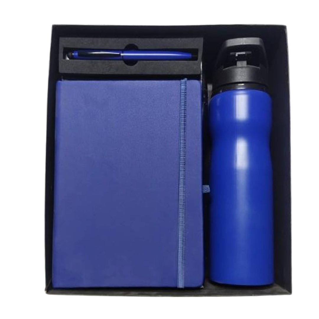 CUBIC 3-in-1 Blue Diary, Pen & H2O Bottle 750ml Gift Set | Premium Box