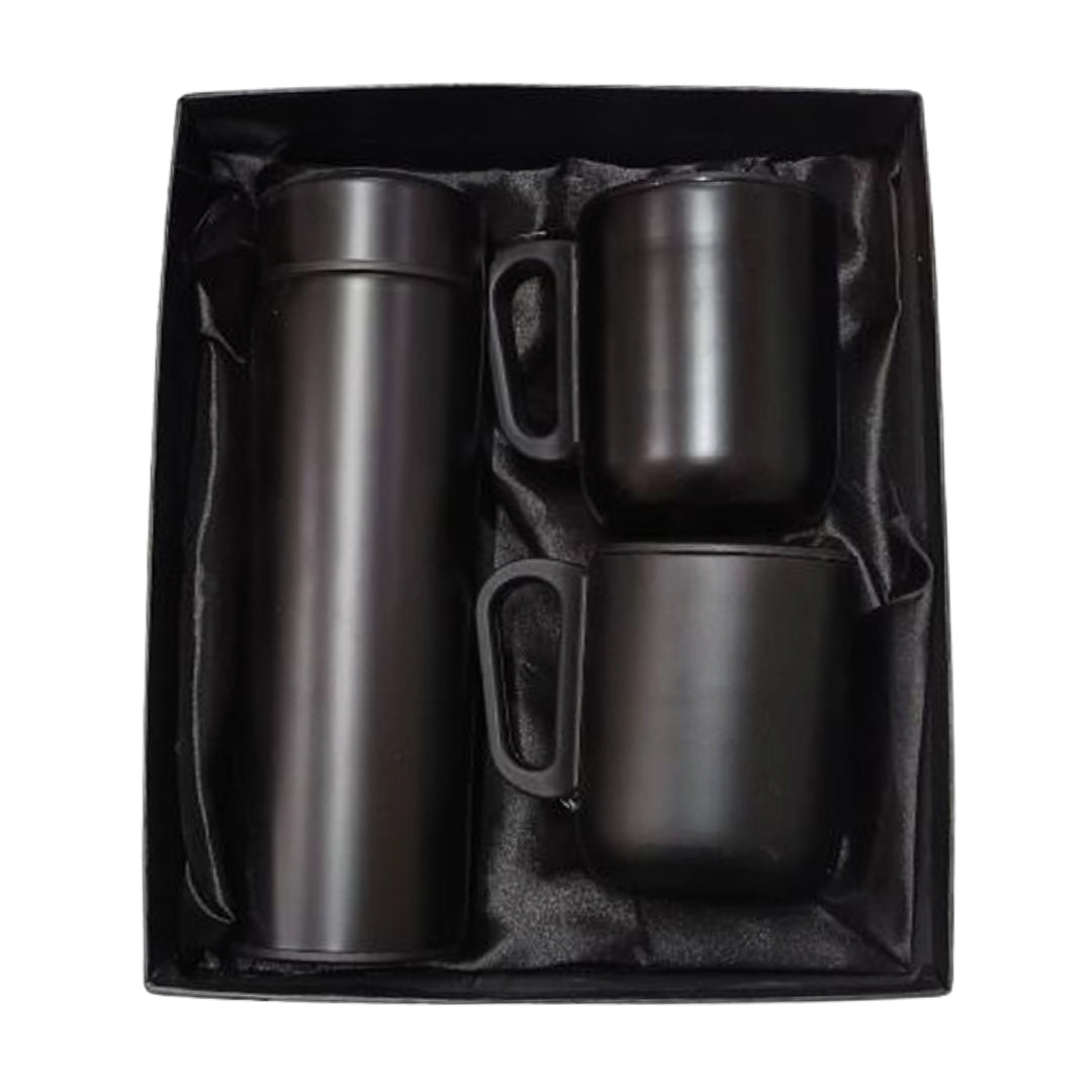 CUBIC Black Bottle & 2 Mugs Gift Set | Premium Corporate Gift Box