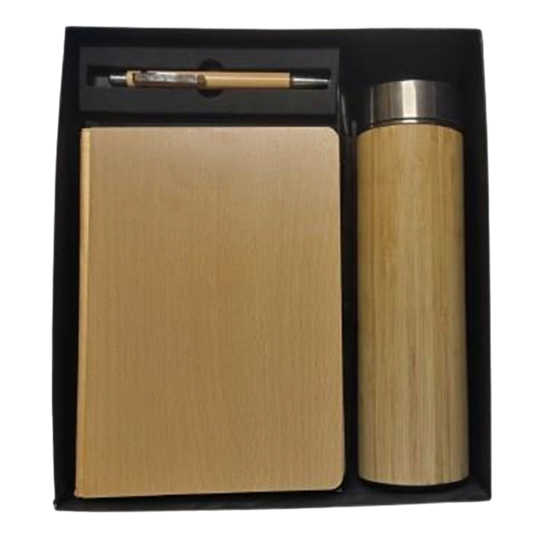 CUBIC 3-in-1 Bamboo Diary, Bamboo Pen & Bamboo Bottle Gift Set | Premium Box