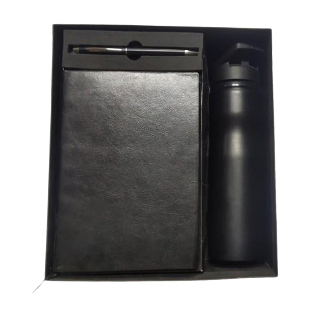 CUBIC 3-in-1 Black Diary, Pen & H2O Bottle 750ml Gift Set | Premium Box