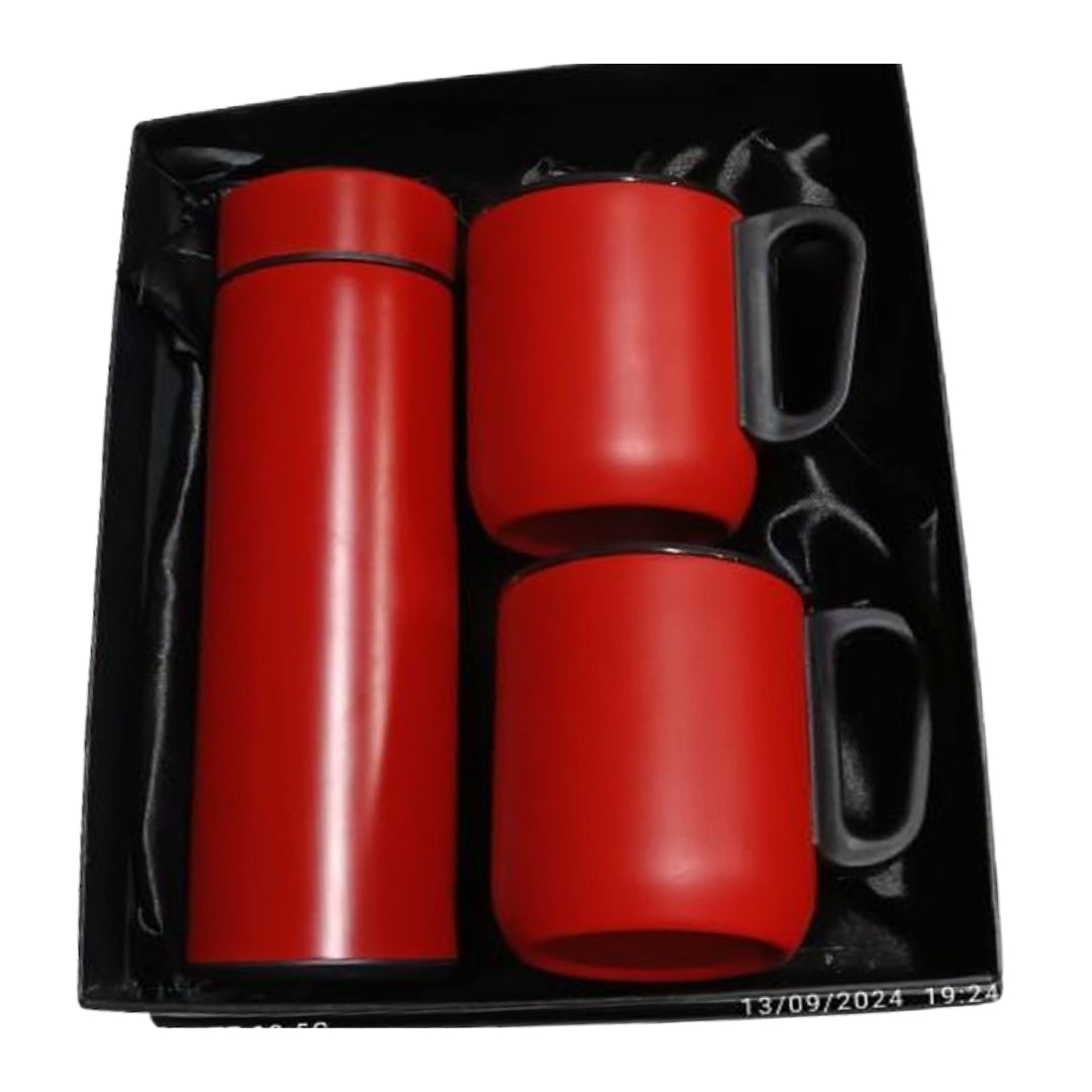 CUBIC Red Bottle & 2 Mugs Gift Set | Premium Corporate Gift Box