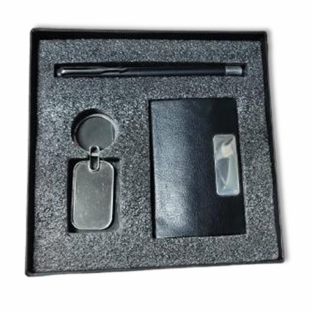 CUBIC Black Cardholder, Pen & Keychain Gift Set | Executive Combo