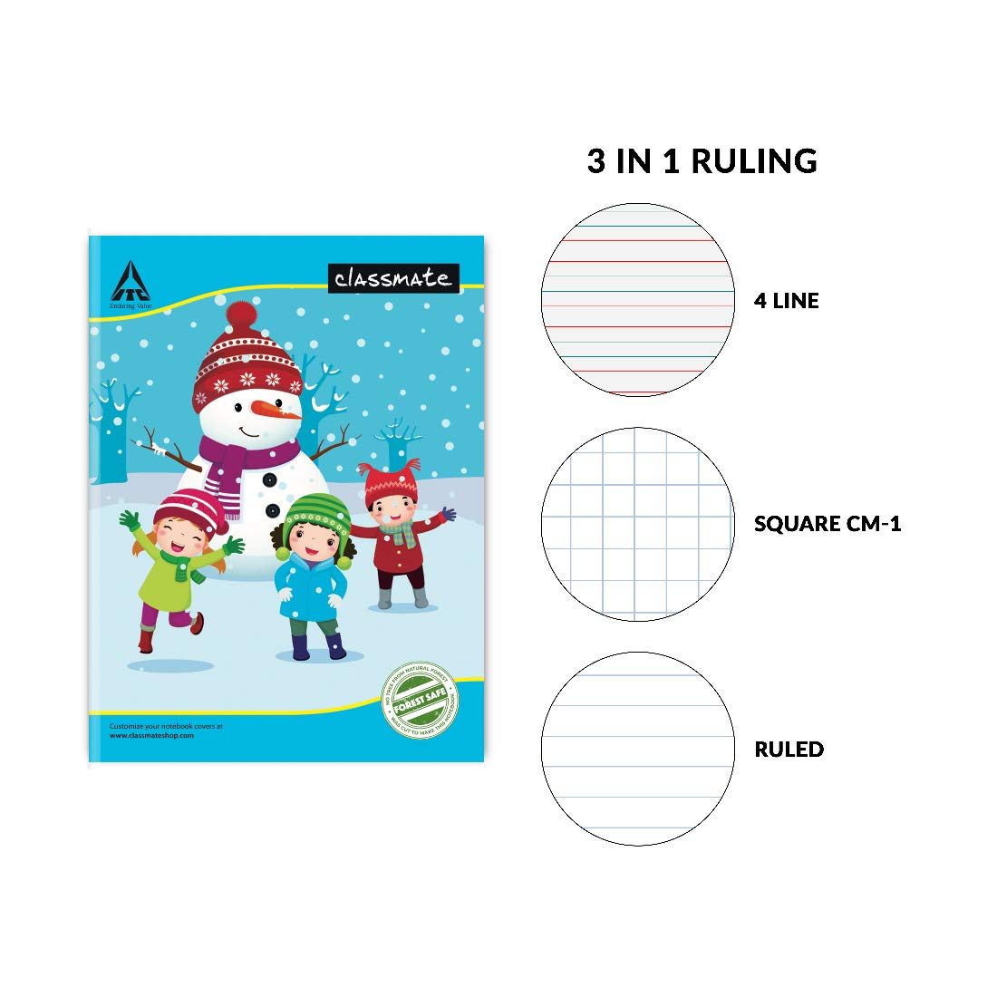 Classmate 3 in 1 Single Line Gap Notebook | 240 x 180 mm