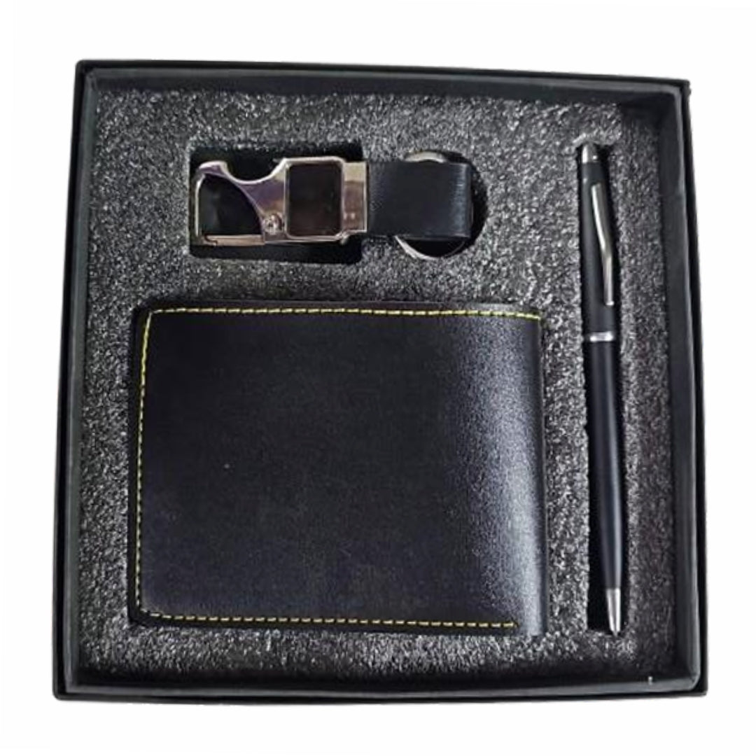 CUBIC Executive Wallet, Pen & Hook Keychain Gift Set | Premium Corporate Combo