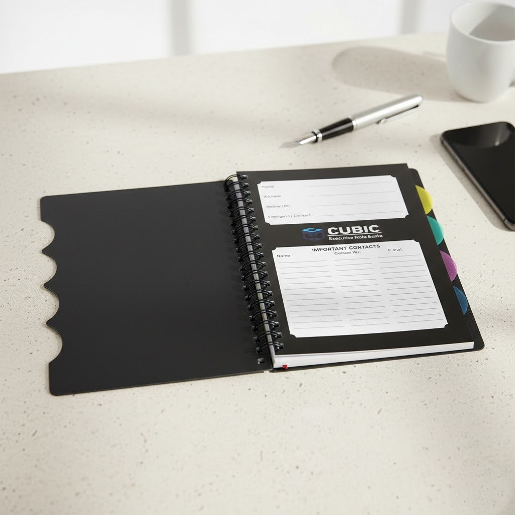 Cubic 5 Subject Notebook | 300 Pages B5 Ruled Spiral with Dividers