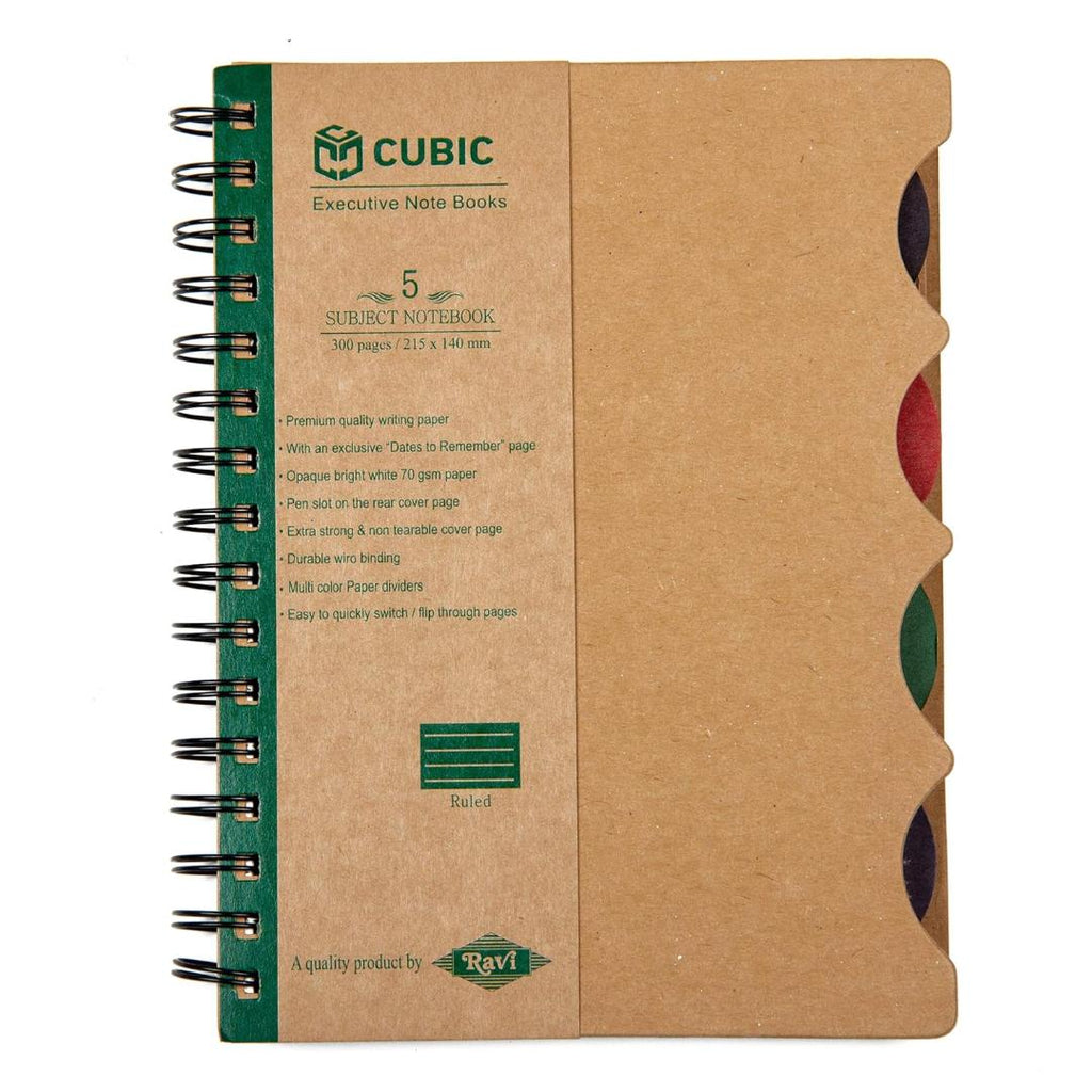 CUBIC A5 Eco Wiro Notebook | 5 Subject | 300 Pages