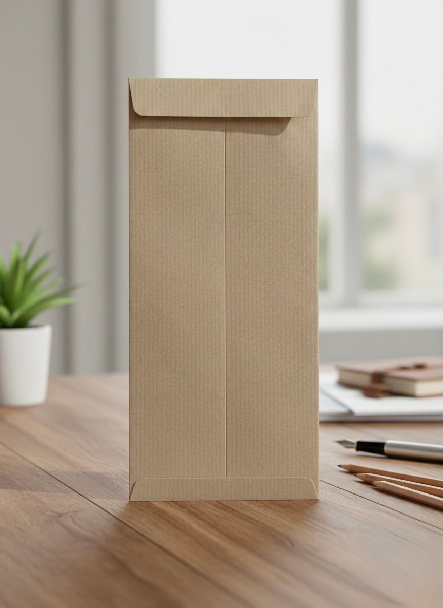 CUBIC Brown Window Envelopes 9x4, Pack of 200 for Office Use