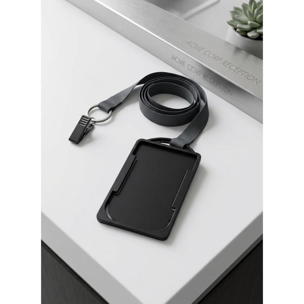 CUBIC Black Vertical ID Card Holder with Hook | Pack of 1