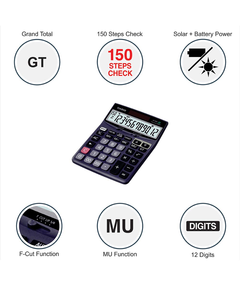 Casio DJ-120D Desktop Calculator | 12 Digit | 150 Steps Check