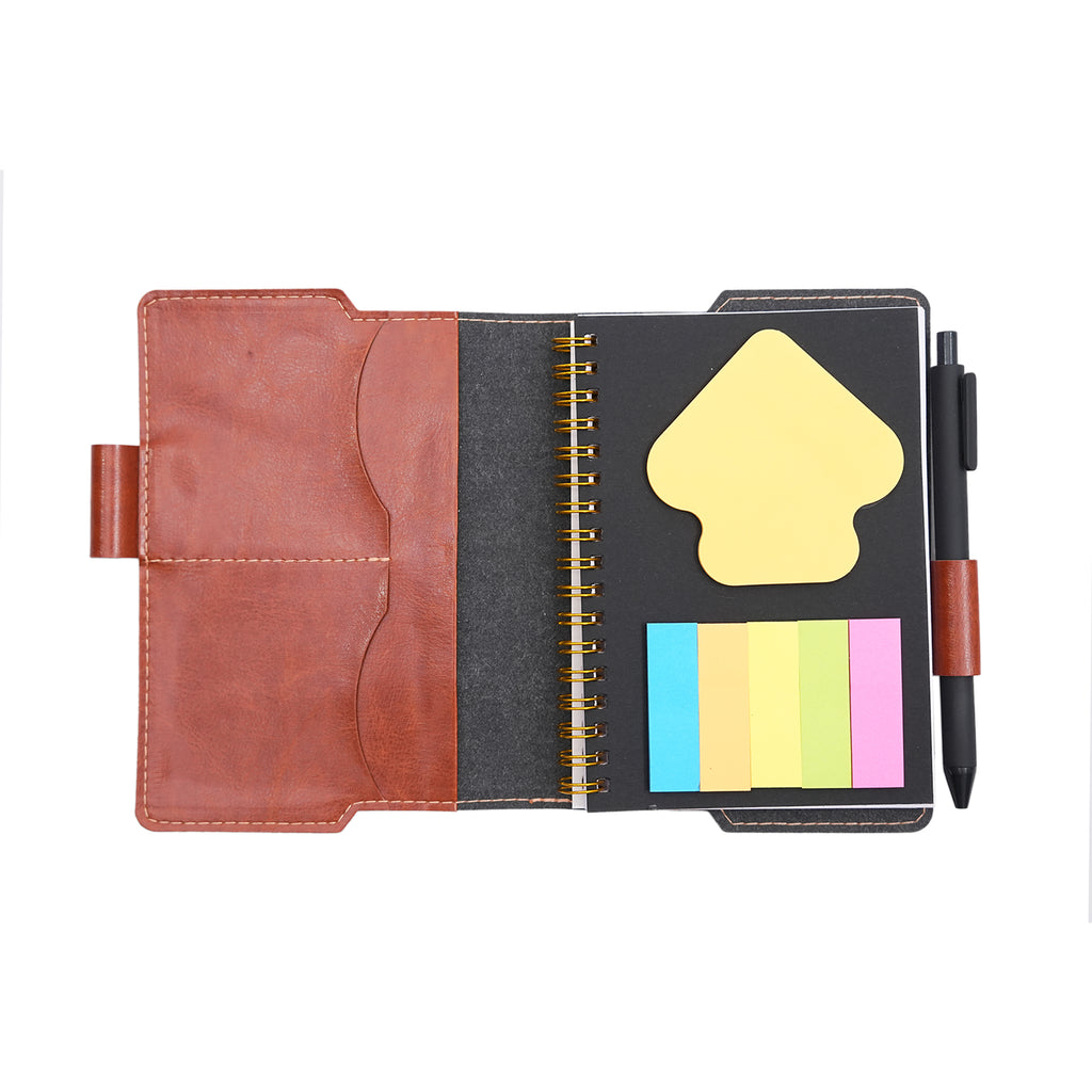 CUBIC B5 Leatherette Spiral Diary Gift Set with Pen & Sticky Notes