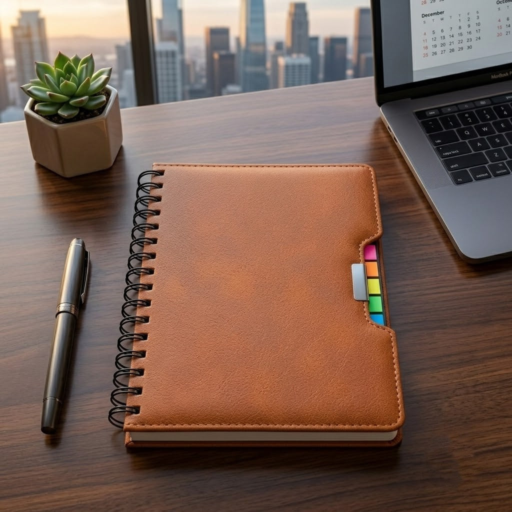CUBIC Premium PU Leatherette Wiro Journal | 160 Pages | Page Flags