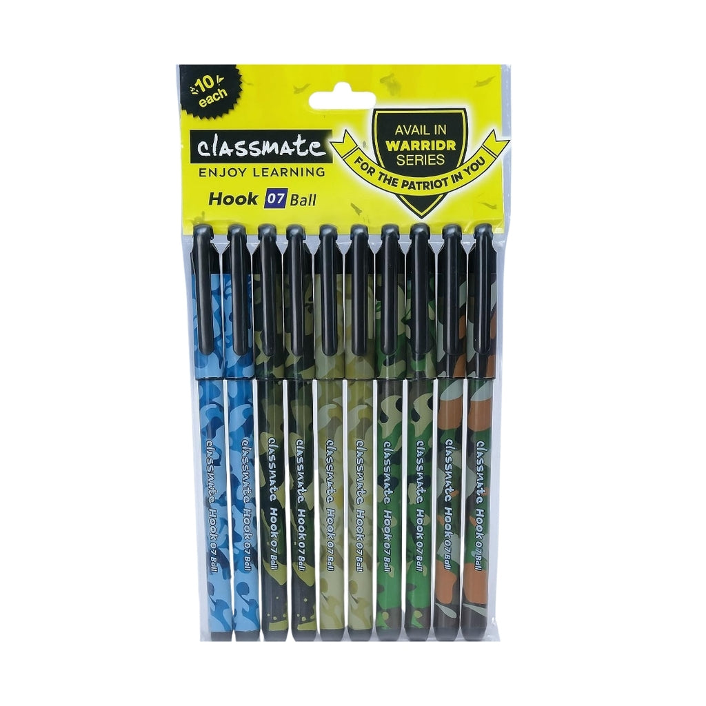 Classmate Hook Ball Warrior Series Pens | Blue Pens Pack Of 10's Box
