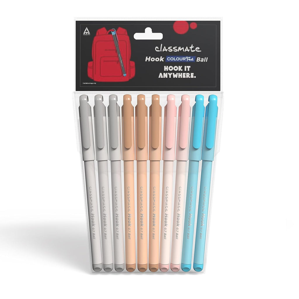 Classmate Hook Ball Colourfest Pens | Smooth Writing Blue Ball Pens