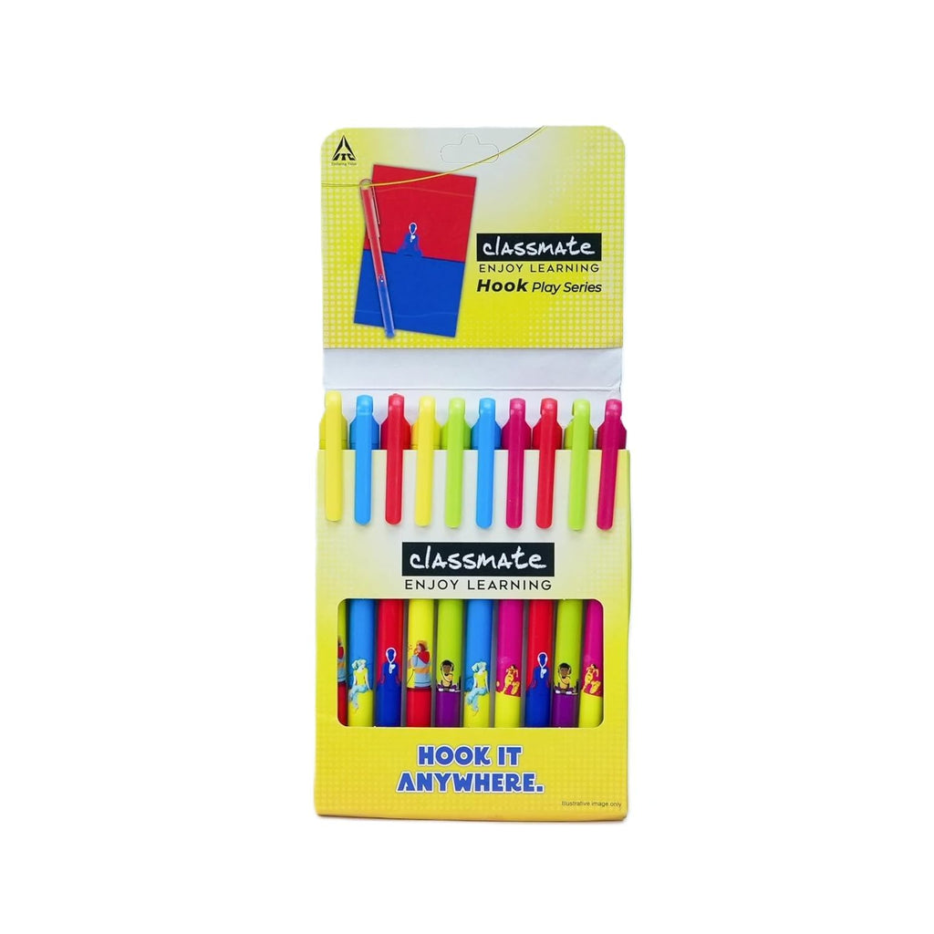 Classmate Hook Ball Play Series Pens | Smooth Writing Pens Blue Pack of 10's Box