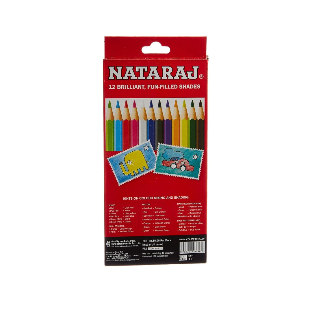 NATARAJ Colour Pencils Large | 12 Assorted Shades | Pack of 1