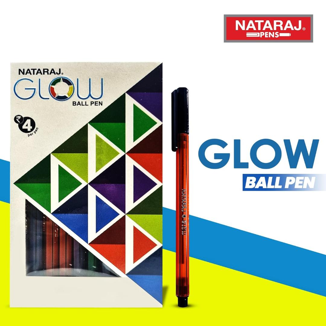 Nataraj Glow Ball Pen | Blue Ink Smooth Writing Ball Pen