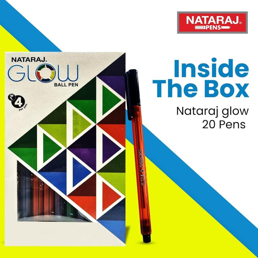Nataraj Glow Ball Pen | Blue Ink Smooth Writing Ball Pen