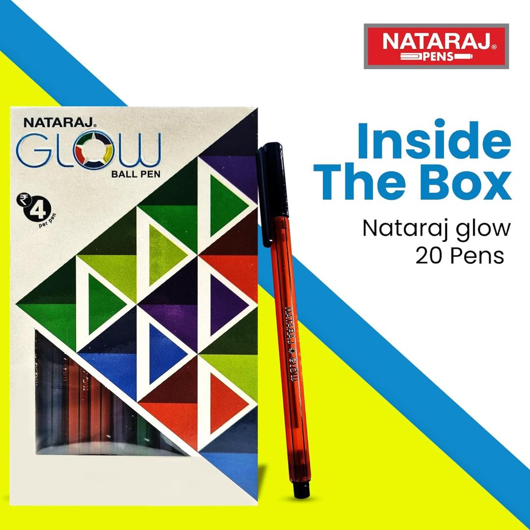 Nataraj Glow Ball Pen | Blue Ink Smooth Writing Ball Pen