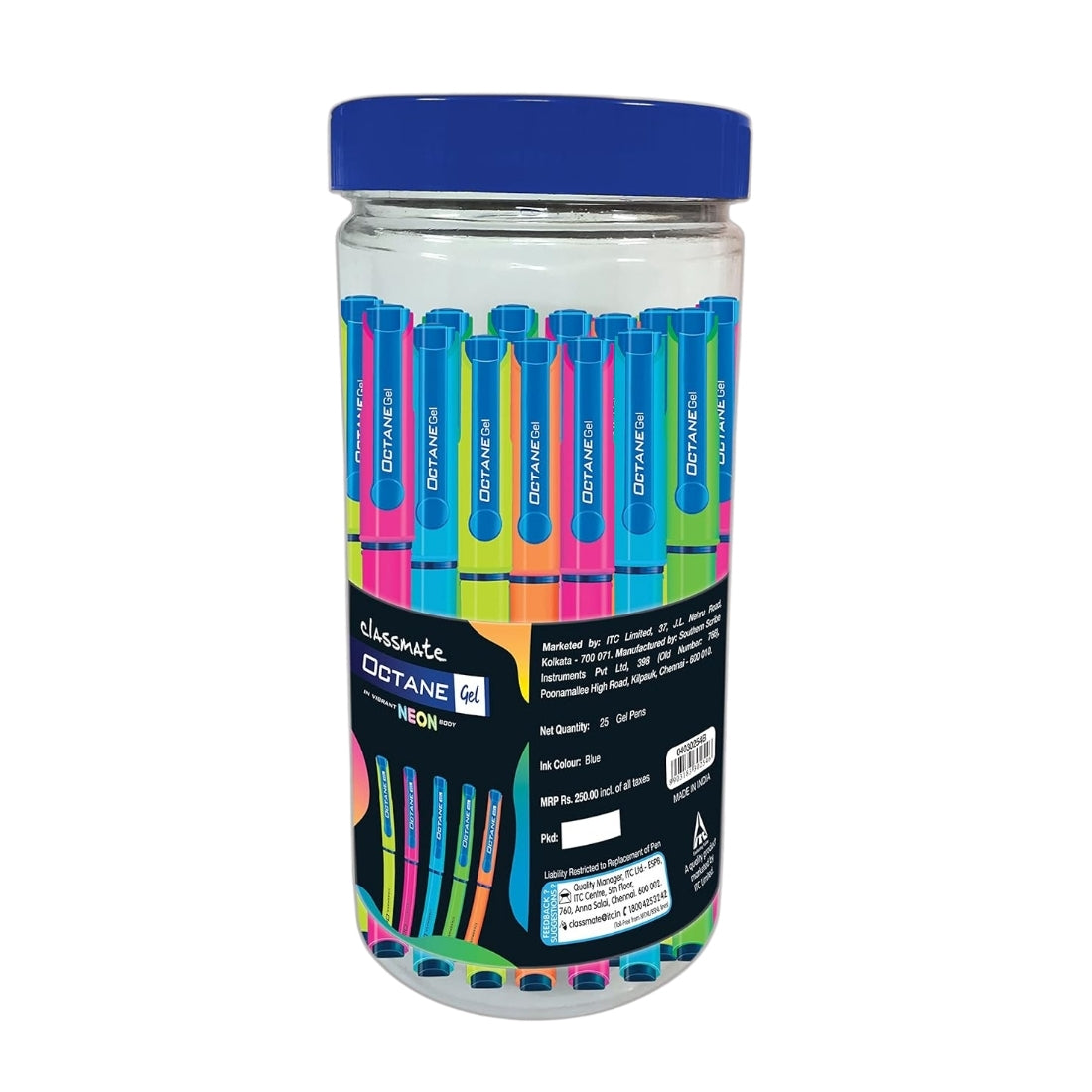 Classmate Octane Gel Neon Pens | Blue Ink Smooth Writing Pens