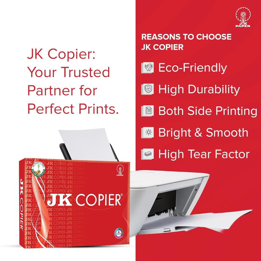 JK Red Copier Paper | FS Size | 75 GSM | 500 Sheets