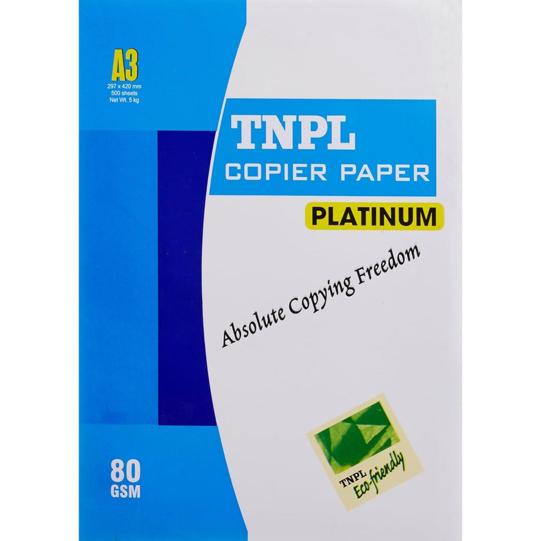 TNPL Copier Platinum A3 80 GSM | 500 Sheets, 1 Ream