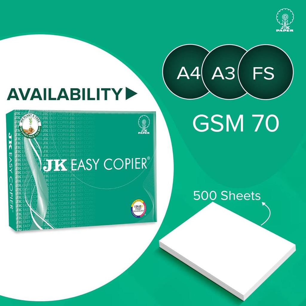 JK Easy Copier Paper A4 – 70 GSM, 500 Sheets (1 Ream, White)