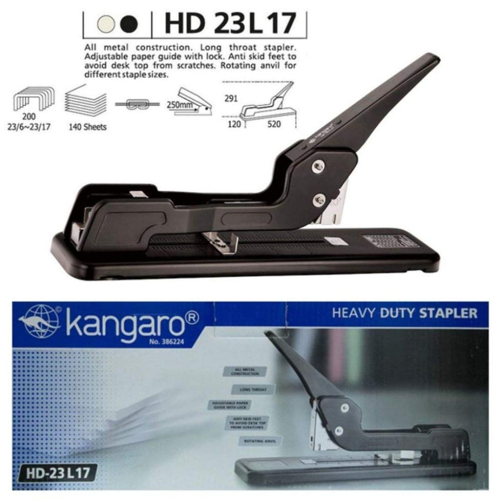 Kangaro HD-23L17 Heavy Duty Stapler | All-Metal Body | 140 Sheet Capacity