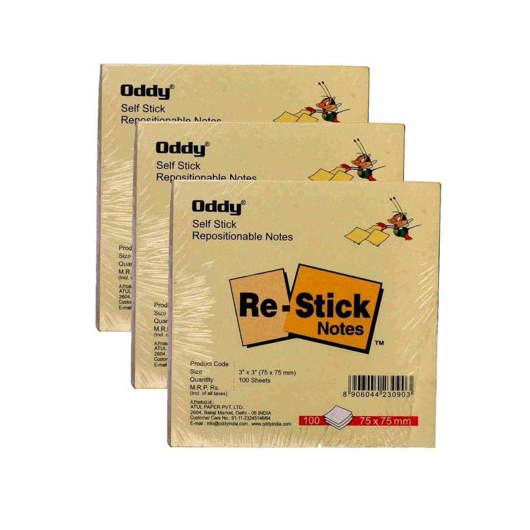 Oddy | Self Stick Repositionable Note Pad | 100 Sheets | Set of 10