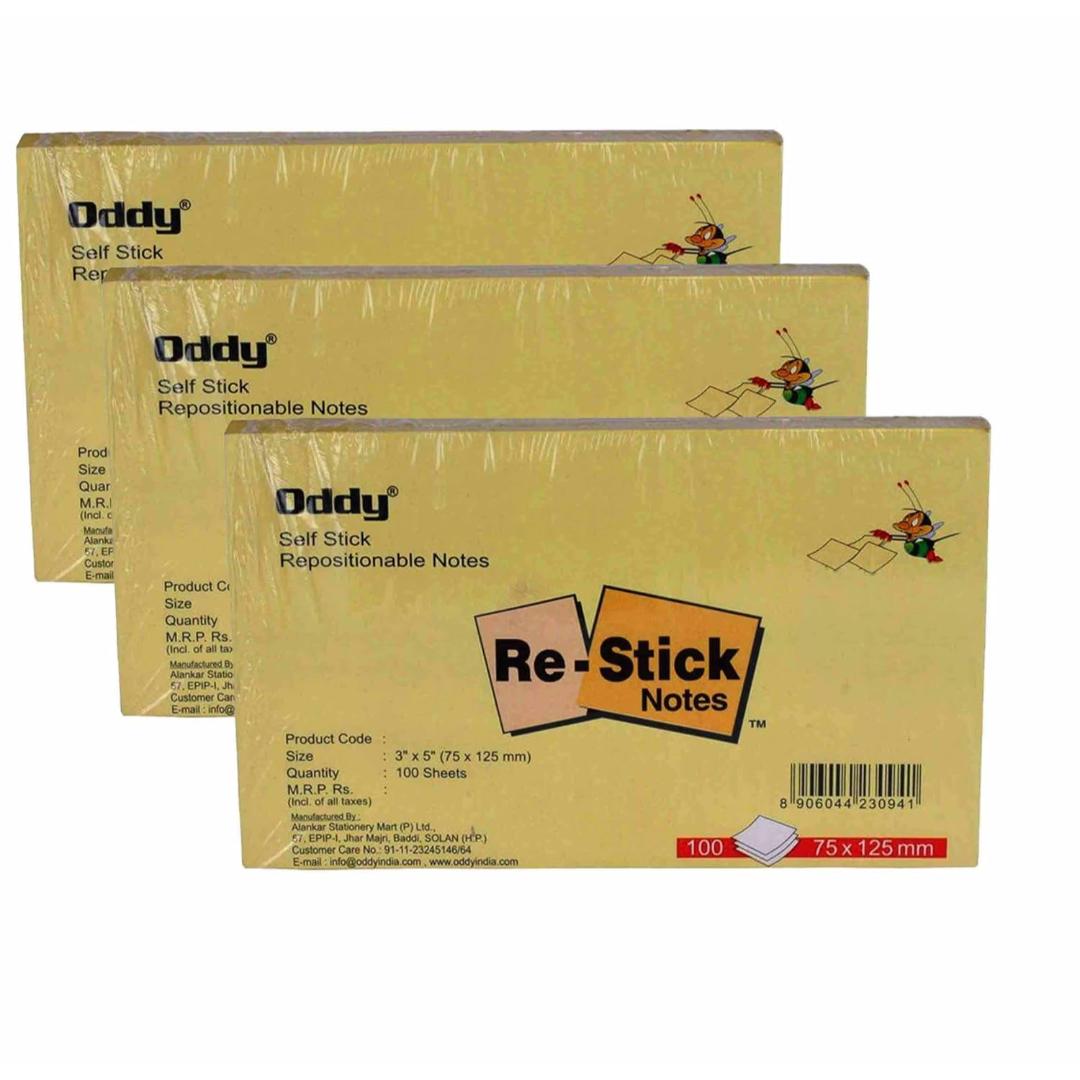 Oddy | Re-Stick Prompts | 3 Colours | 40 Sheets Each, Set of 10 Pads