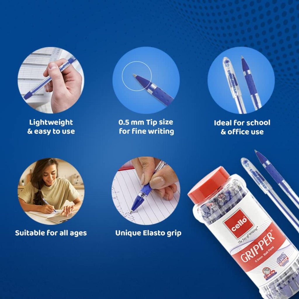Cello | Gripper Ball Pen Blue | Pack of 25