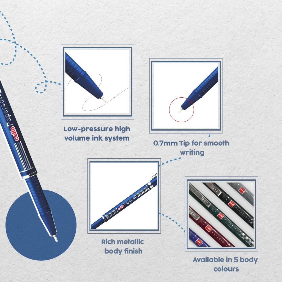 Cello | Papersoft Ball Pen Blue | Pack of 10