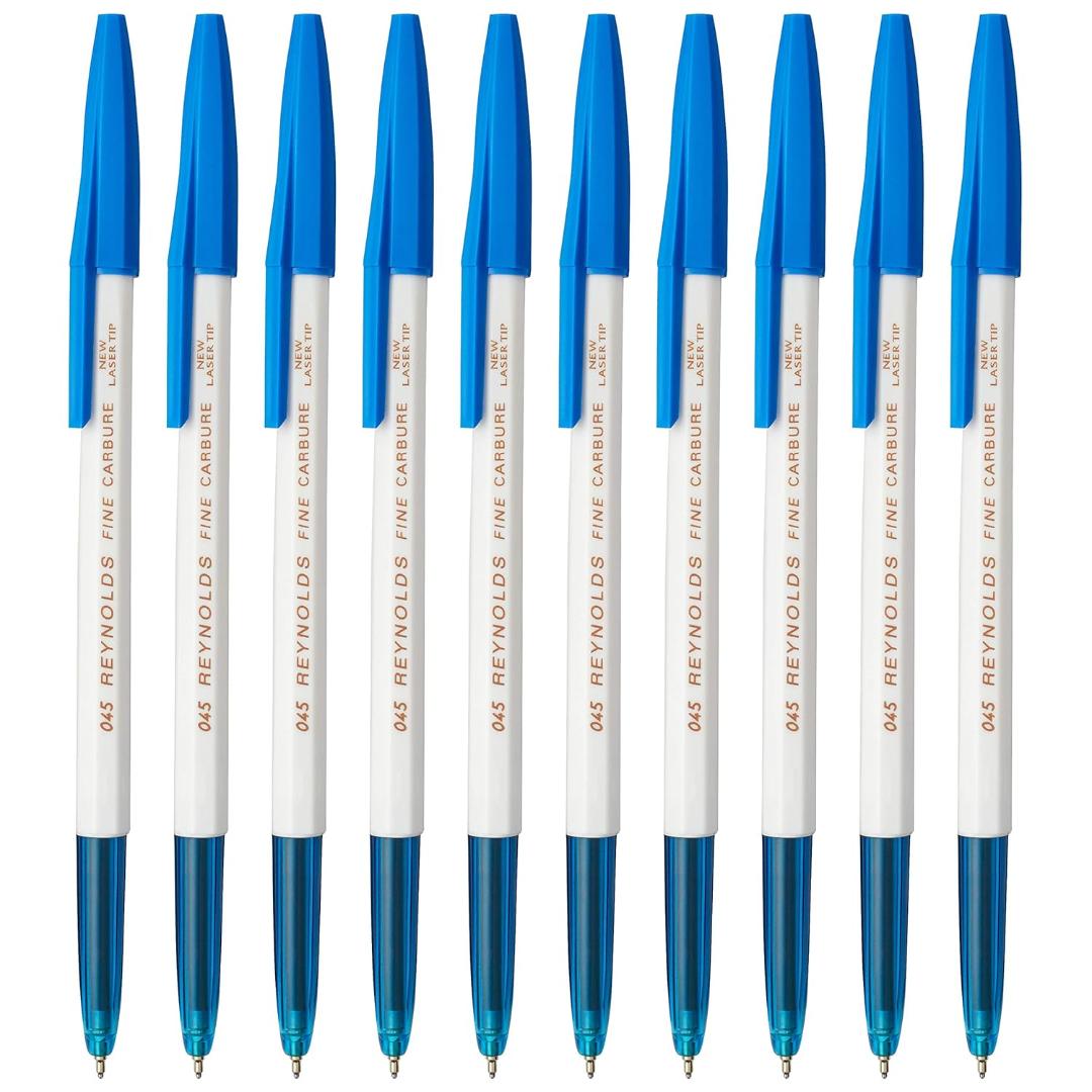 Reynolds 045 Fine Carbure Ball Pens | Blue Ink | Smooth Writing | Pack of 10