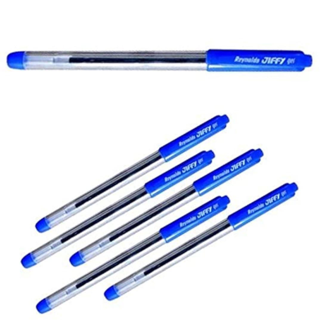 Reynolds Jiffy Gel Pens | Blue Ink | 0.6mm Needle Tip | Pack of 5