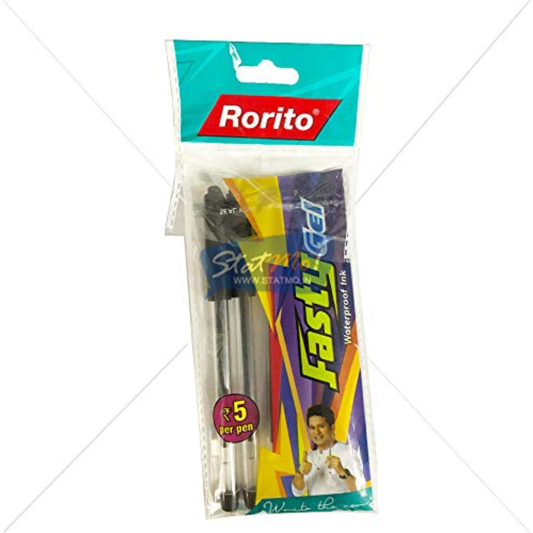 Rorito Fasty Gel Pens | Black Ink | Smooth Writing | Dust-Free | Pack of 50