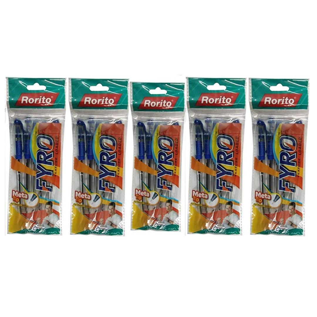 Rorito Fyro Ball Point Pens | Blue Ink | Smooth Writing | Pack of 5