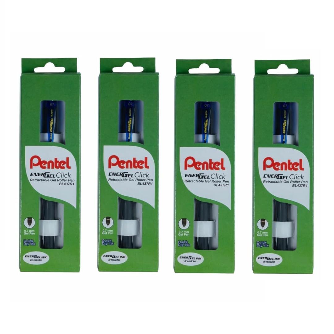 Pentel EnerGel 0.7mm Roller Gel Pens | Blue Ink | Smooth Writing | Pack of 4