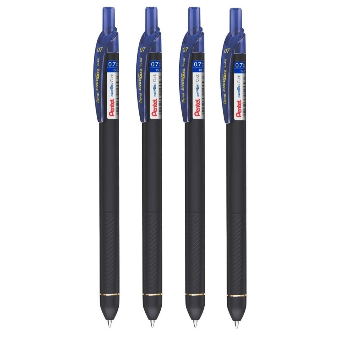 Pentel EnerGel 0.7mm Roller Gel Pens | Blue Ink | Smooth Writing | Pack of 4
