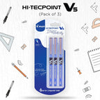 Pilot V5 Liquid Ink Roller Ball Pens | Extra Fine Tip | Blue Ink | Pack of 3