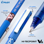 Pilot V5 Liquid Ink Roller Ball Pens | Extra Fine Tip | Blue Ink | Pack of 3