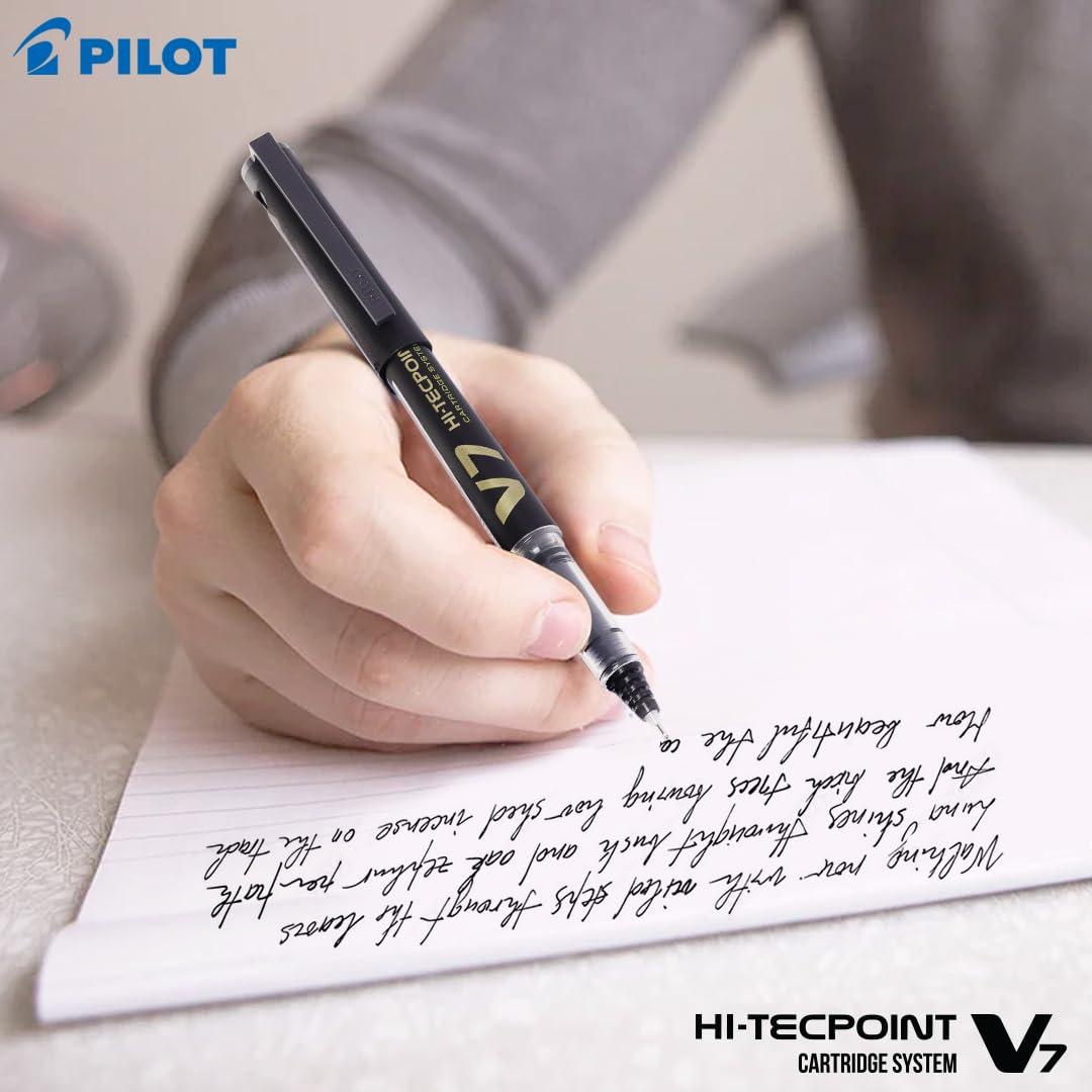 Pilot V7 Hi-Tecpoint Pens with Cartridge System | Blue & Black | Refillable Pack