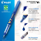 Pilot V7 Hi-Tecpoint Pens with Cartridge System | Blue & Black | Refillable Pack