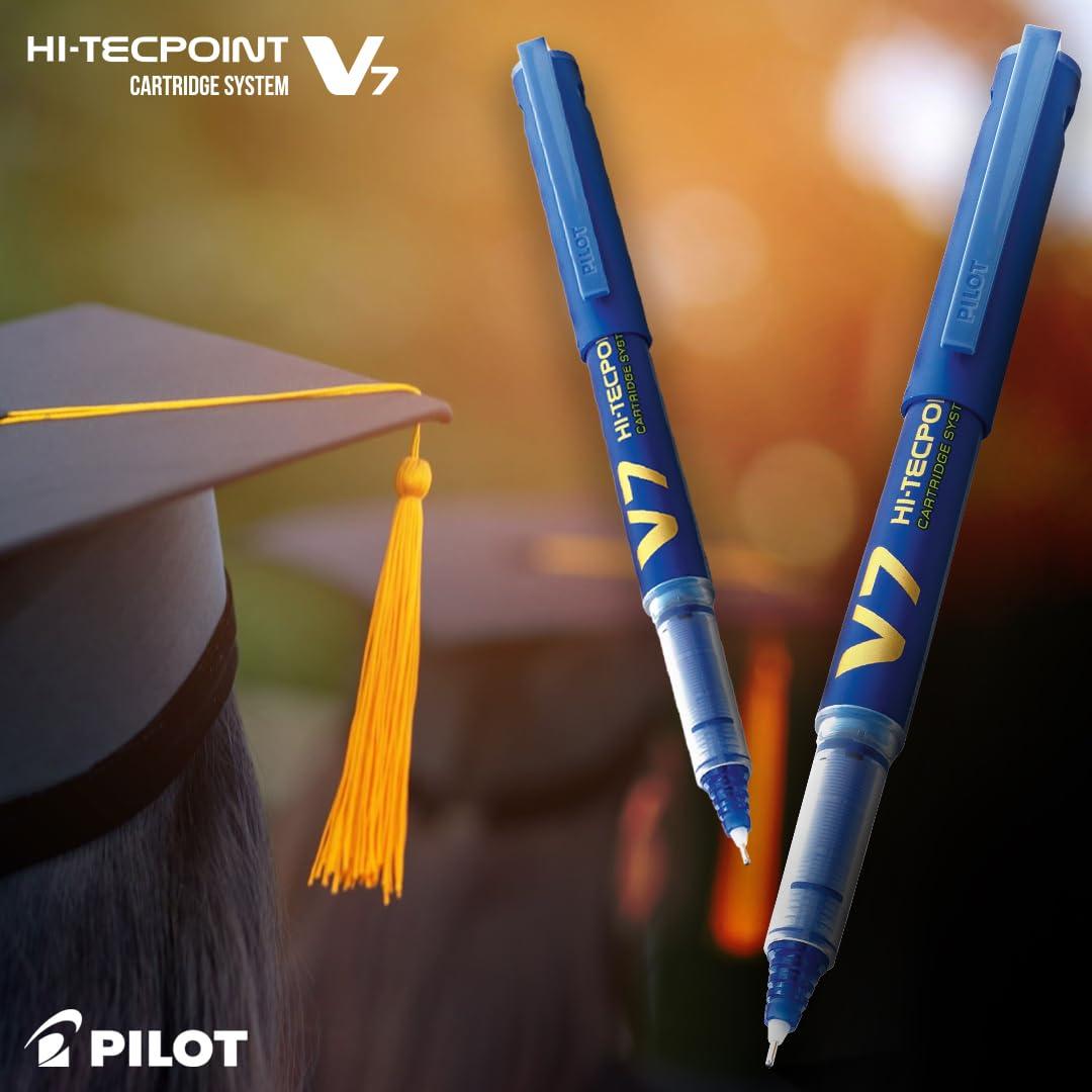 Pilot V7 Hi-Tecpoint Pens with Cartridge System | Blue & Black | Refillable Pack