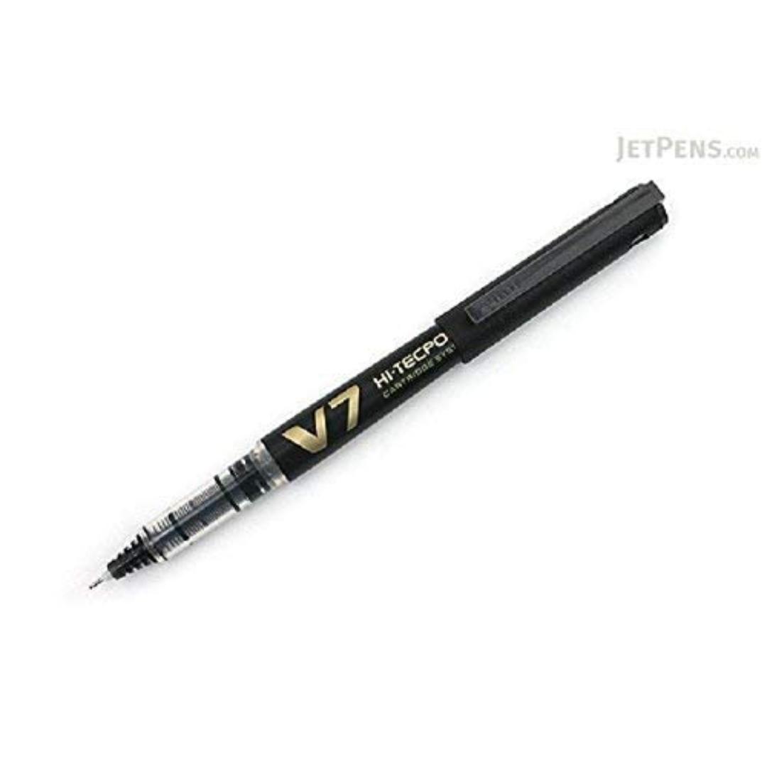 Pilot Hi-Techpoint V7 Pens | Black Ink | Fine Tip Smooth Writing | Pack of 5