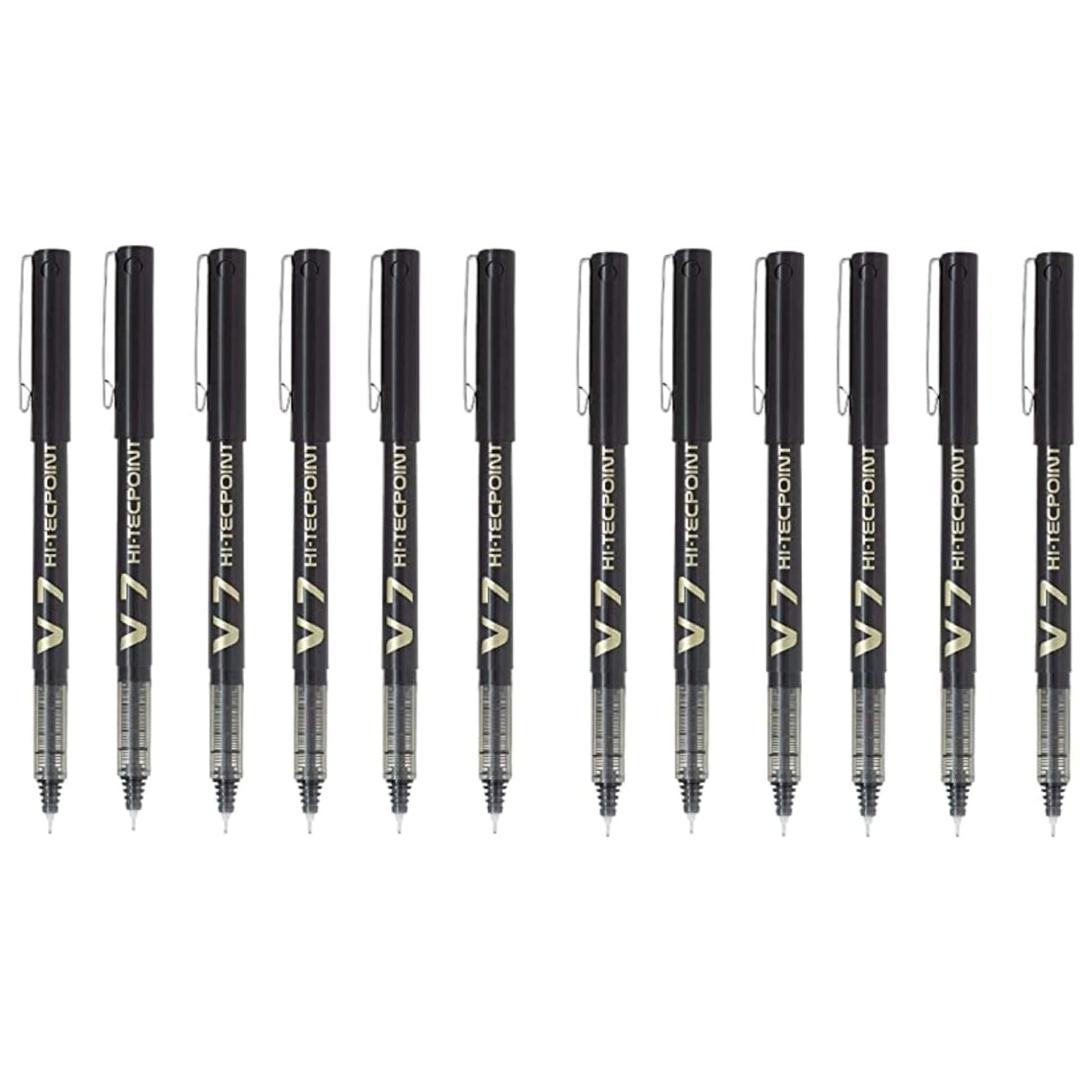 Pilot Hi-Techpoint V7 Pens | Black Ink | Fine Tip Smooth Writing | Pack of 5